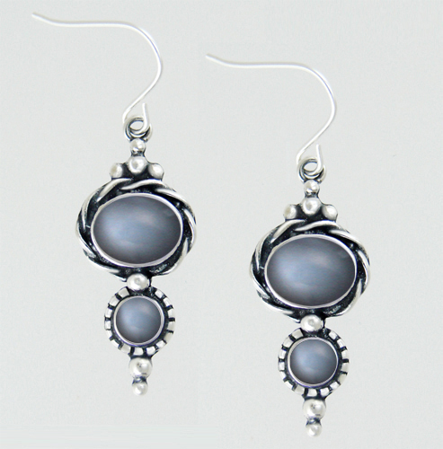 Sterling Silver Drop Dangle Earrings With Grey Moonstone